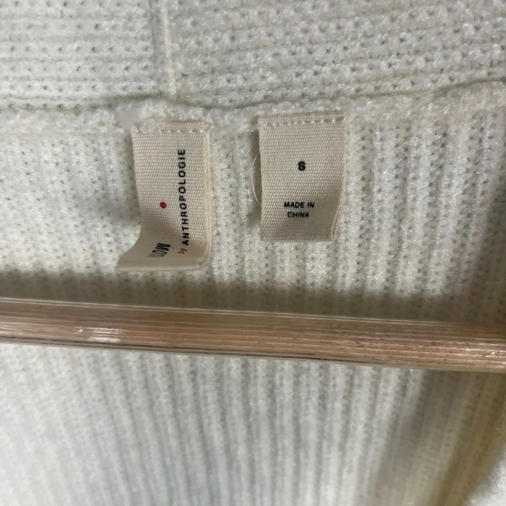Moth for Anthropologie Freeport ribbed tie sweater in cream size small - Picture 4 of 9
